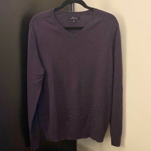 Marc Anthony plum v neck sweater with detailing on the shoulders